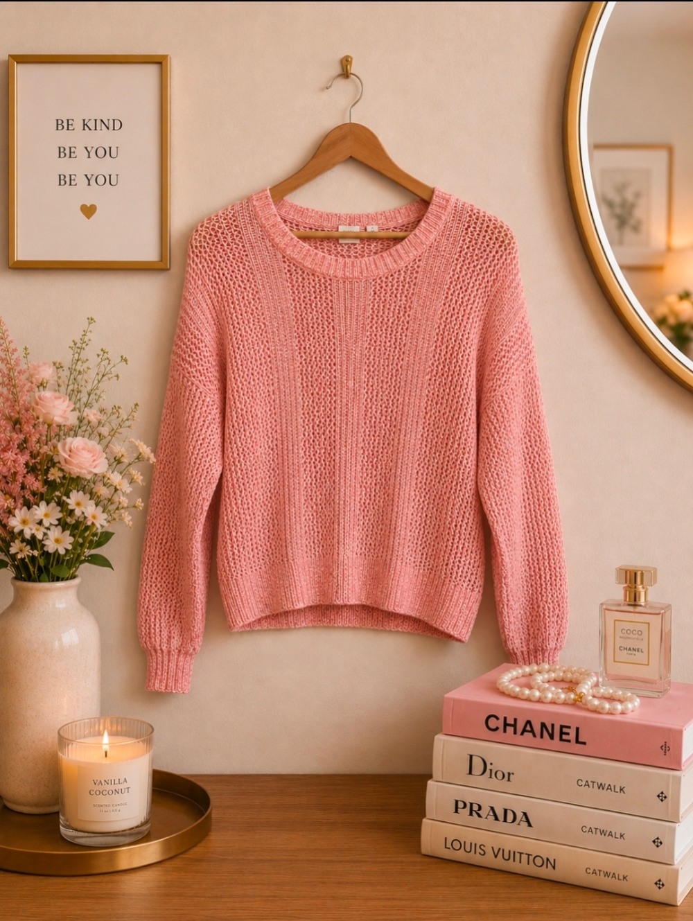 GAP | Women's Large | Pink/White Marle | Spring & Summer Sweater | NWOT